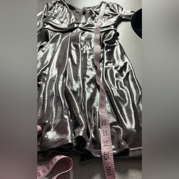 Halston Heritage Gunmetal Silver Draped Dress Size Xs - Picture 11 of 12
